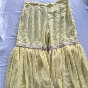 Elegant Yellow Chiffon 60s 70s Flare Pants Bohemian